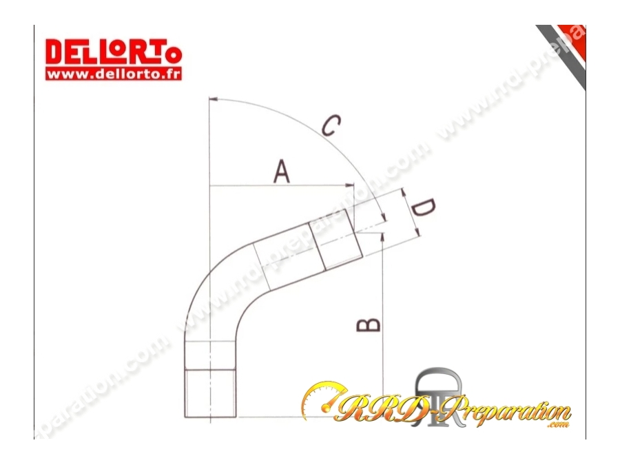 Kit de tube 40mm coudé 70° pour carburateur DELLORTO