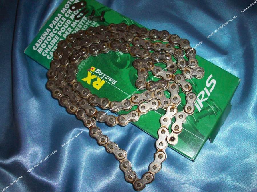Chaîne renforcée largeur 415 IRIS RX Hyper Racing pour mob, mécaboite 50 ... 120 maillons