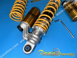 Paire d’amortisseur 330 à 340mm à gaz réglables OHLINS STX 36 compétition ARCHIVE, cyclomoteur MBK 51, PEUGEOT 103...
