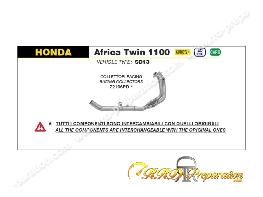 Collecteur Racing ARROW pour Honda Africa Twin CRF 1100 L et 1100 AdvSport à partir de 2024