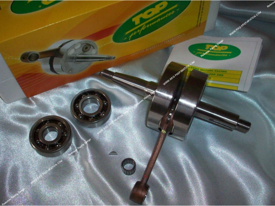 Crankshaft + TOP PERFORMANCES TPR bearings 44mm long stroke / 85mm connecting rod (Ø17mm and Ø20mm bristles) for mécaboite engin