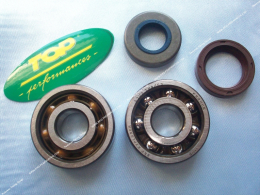 Set of 2 reinforced bearings original size + crankshaft oil seals TOP PERFORMANCES TPR SKF polyamide cage for mécaboite
