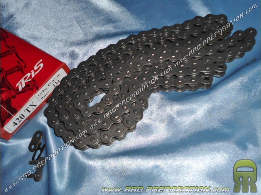 Chain reinforced standard IRIS width 420 for motor bike, mécaboite 50cc,… size 100 or 134 links
