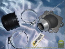Tubo de admision de aluminio + manguito DOPPLER S2R para carburador de 19 a 21 mm en minarelli horizontal (nitro, aerox, ovetto,