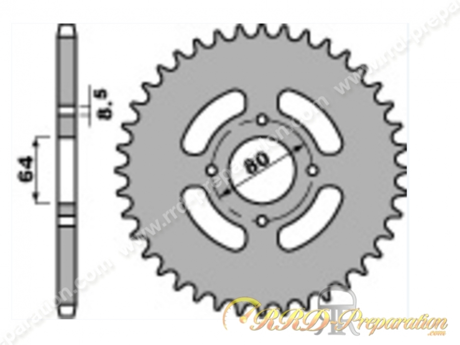 Couronne 34 a 52 dents PBR en 428 pour YAMAHA YBR 125 Couronne 34 a 52 dents PBR en 428 pour YAMAHA YBR 125