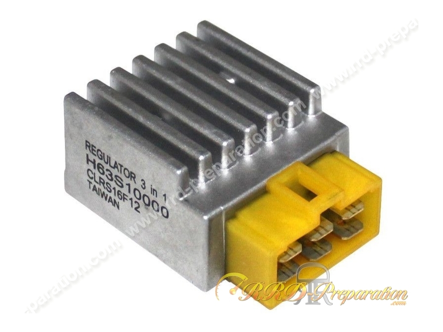 Régulateur de tension P2R 6 fiches pour allumage DERBI SENDA, APRILIA RS4, GPR, NUDE... type GUILERA (jaune) Régulateur de tension P2R 6 fiches pour allumage DERBI SENDA, APRILIA RS4, GPR, NUDE... type GUILERA (jaune)
