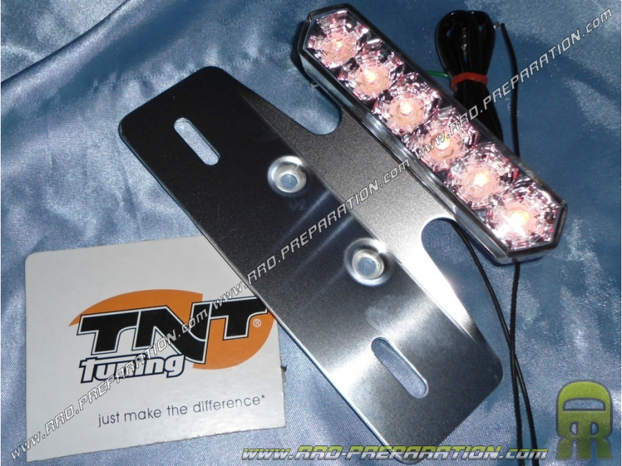 Feu arrière avec support et éclairage de plaque BARRETTE TNT TUNING universel à leds (mécaboite, scooter, mob)