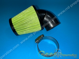 Filtre à air, cornet CARENZI Type K&N coudé à 45° ajustable (Ø de fixation carburateur Ø28mm à 35mm) vert taille L