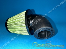 Filtre à air, cornet CARENZI Type K&N coudé à 45° ajustable (Ø de fixation carburateur Ø28mm à 35mm) vert taille L
