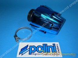 Filtre à air, cornet mousse POLINI NEW Mini anodisé bleu avec cache droit (Ø de fixation carburateur Ø32/37 et 46mm)