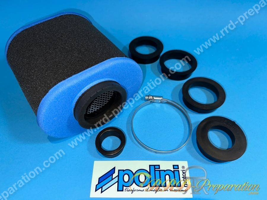 Filtre à air, cornet mousse POLINI BIG EVOLUTION très gros volume ovalisé (Ø de fixation carburateur Ø27 a 66mm)