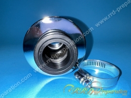 Filtre à air, cornet mousse TUN'R aluminium et mousse extra plat (Ø de fixation carburateur Ø28mm à 35mm) chromé