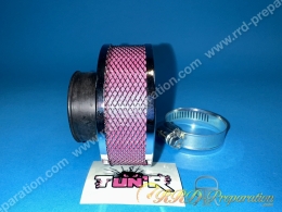 Filtre à air, cornet mousse TUN'R aluminium et mousse extra plat (Ø de fixation carburateur Ø28mm à 35mm) chromé