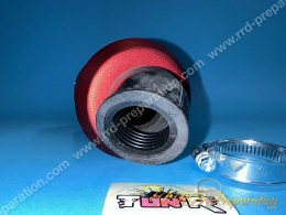 Filtre à air, cornet TUN'R MUFFLER coudé à 45° (Ø 28 à 35mm) Rouge