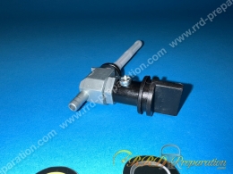 Robinet d'essence P2R sortie droite avec réserve bouton rond pour Peugeot 103 MVL, VOGUE, RCX & Fox