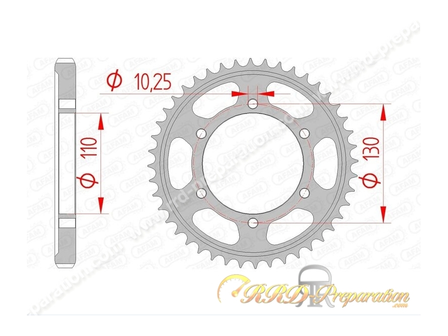 Couronne 38 à 48 dents en 530 AFAM pour YAMAHA R6, FZ6 FAZER de 2003 à 2009 Couronne 38 à 48 dents en 530 AFAM pour YAMAHA R6, FZ6 FAZER de 2003 à 2009