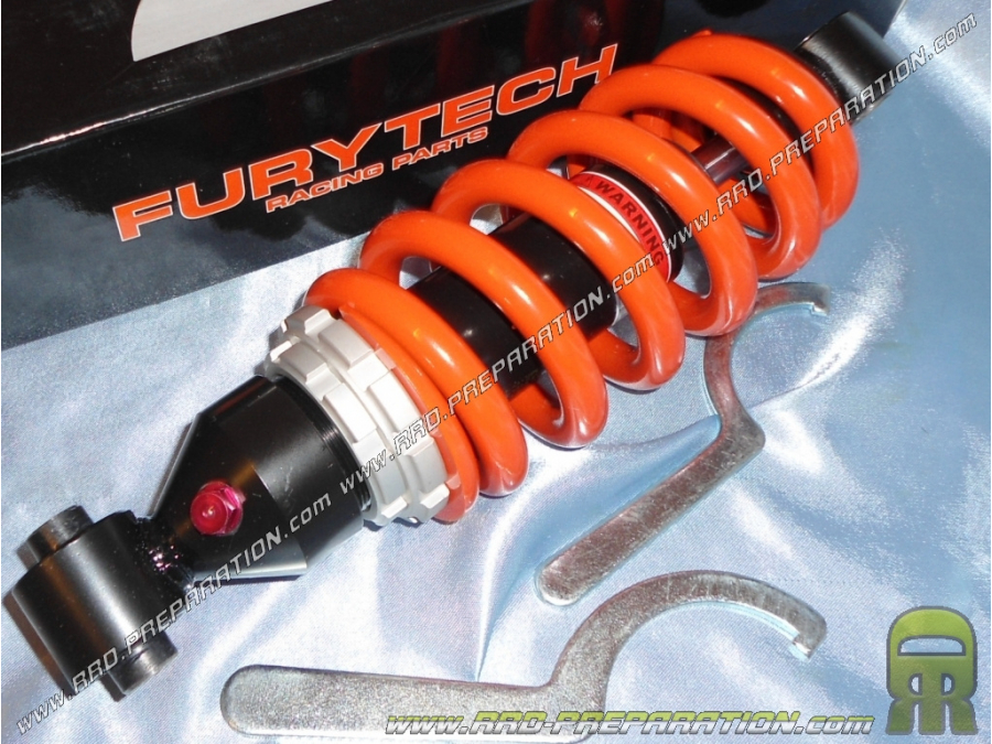 Amortisseur hydraulique a ressort FURYTECH réglable entraxe 280mm pour mécaboite MBK X-power et YAMAHA TZR