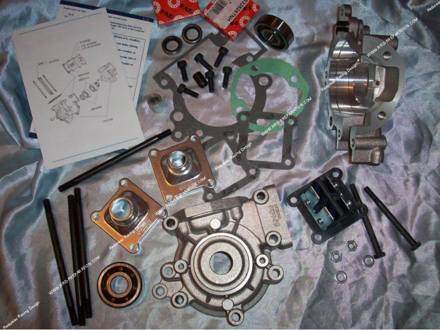 POLINI engine casings (with studs, pipe, valves, bearings...) for MBK 51, motobecane av10
