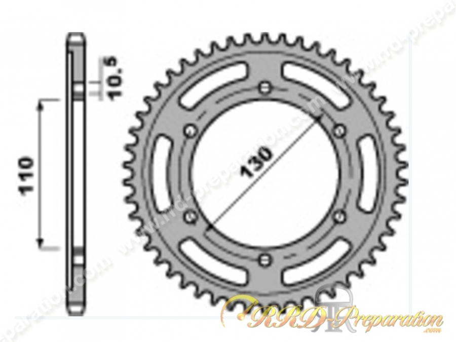 Couronne 42 à 50 dents en 525 PBR pour YAMAHA MT 07 et R6 Couronne 42 à 50 dents en 525 PBR pour YAMAHA MT 07 et R6