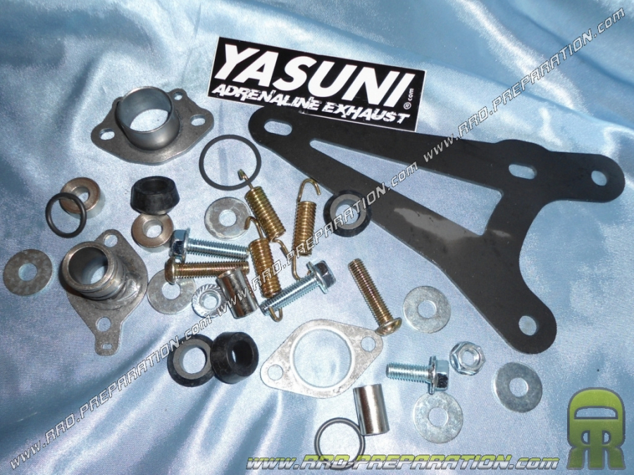 Kit de fixation complet pour pot d'échappement YASUNI 16 / 07 sur moteur MINARELLI Horizontal (nitro, ovetto,...)