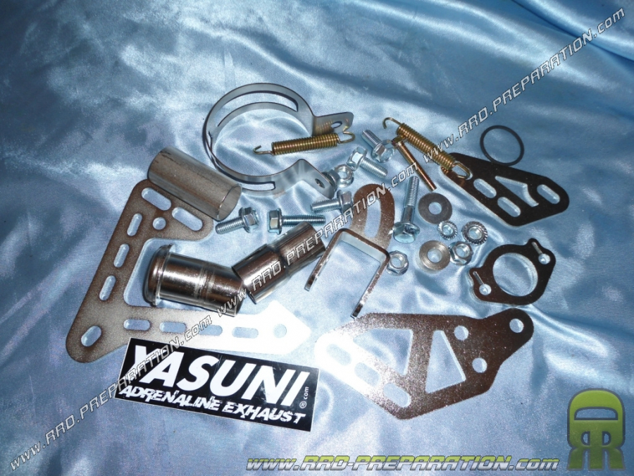 Kit de fixation complet pour pot d'échappement YASUNI R2 sur DERBI, RIEJU, BETA, YAMAHA, MBK,...