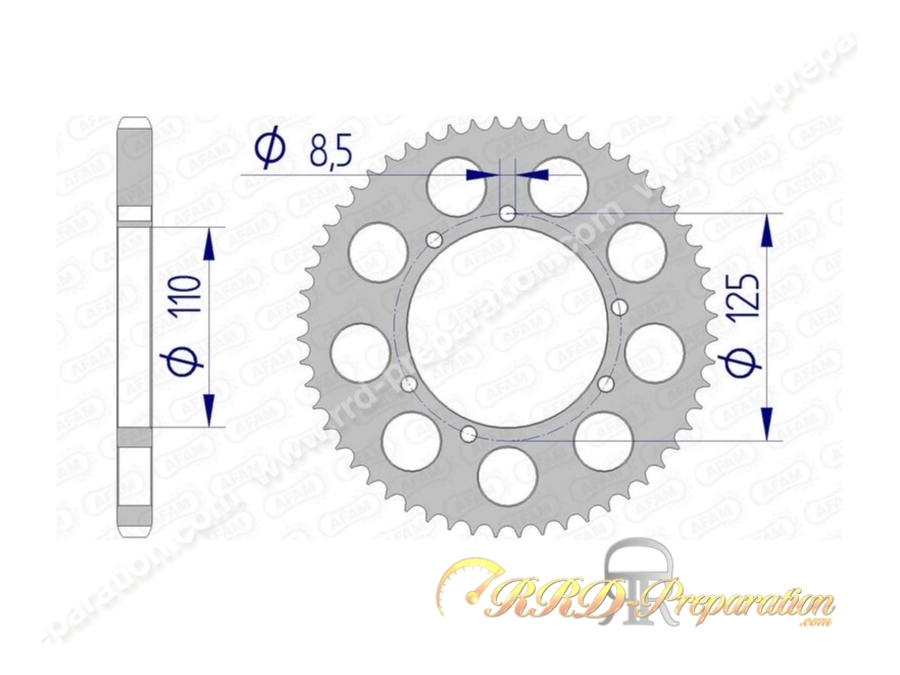 Couronne 44 à 60 dents en 428 FRANCE EQUIPEMENT pour SHERCO ENDURO, SUPER-MOTARD, TRAIL, CITY CORP... 50 et 125 Couronne 44 à 60 dents en 428 FRANCE EQUIPEMENT pour SHERCO ENDURO, SUPER-MOTARD, TRAIL, CITY CORP... 50 et 125