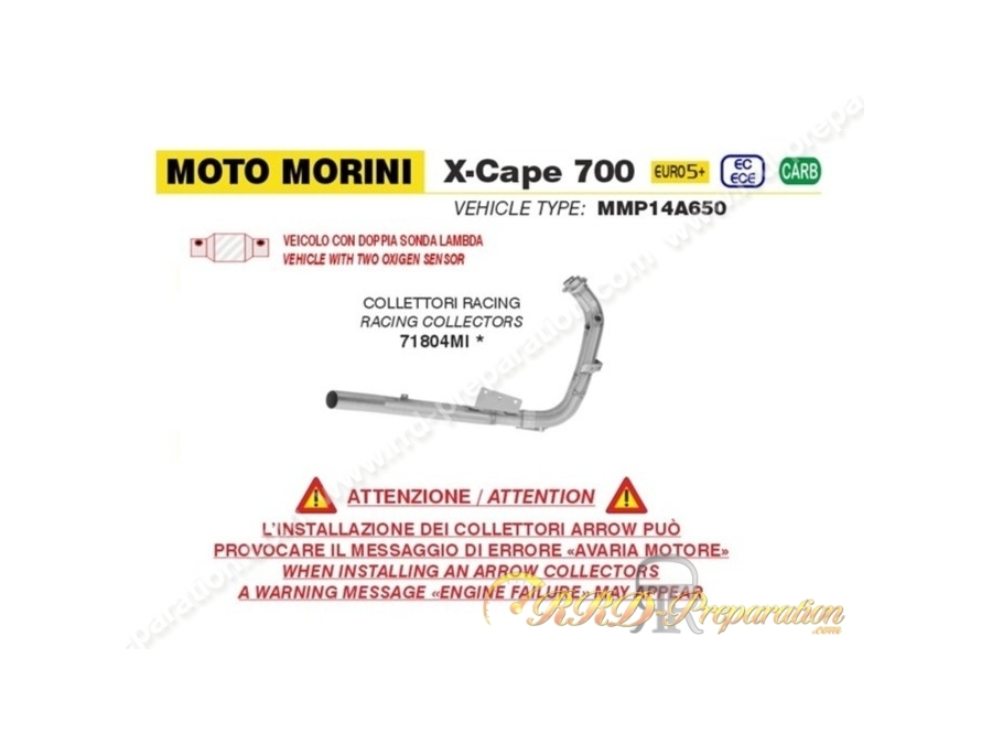 Collecteur d'échappement RACING ARROW pour MOTO MORINI X-CAPE 700 à partir 2025 Collecteur d'échappement RACING ARROW pour MOTO MORINI X-CAPE 700 à partir 2025