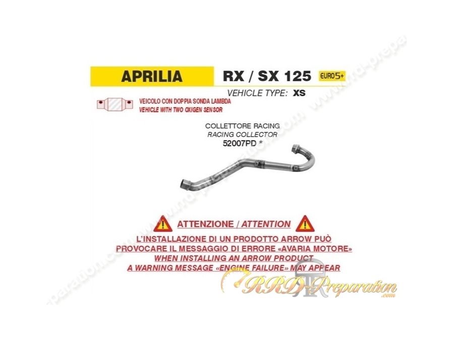 Collecteur d'échappement RACING ARROW pour Aprilia RX / SX 125 à partir de 2025