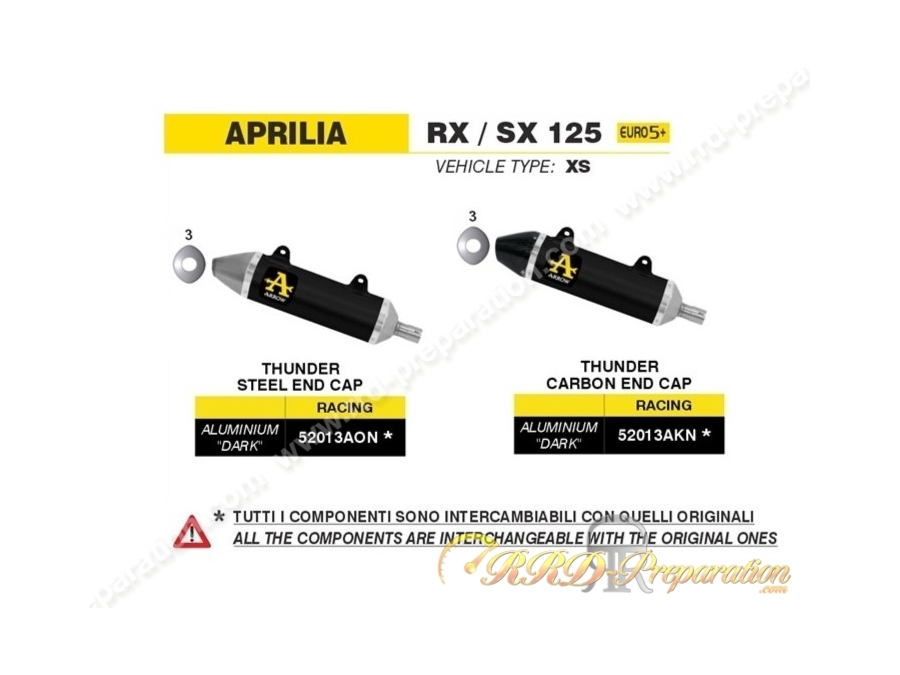 Silencieux d'échappement ARROW THUNDER pour APRILIA RX / SX 125 à ...