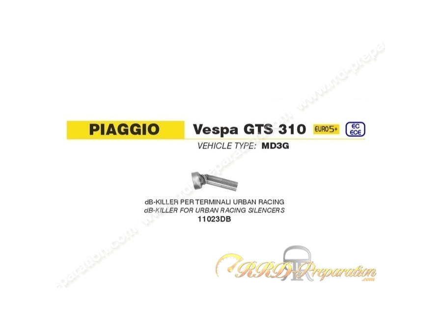 Réducteur de bruit DB KILLER ARROW pour silencieux ARROW URBAN sur PIAGGIO VESPA GTS 310 de 2025 Réducteur de bruit DB KILLER ARROW pour silencieux ARROW URBAN sur PIAGGIO VESPA GTS 310 de 2025