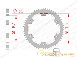Couronne 48 à 57 dents en 428 FRANCE EQUIPEMENT pour YAMAHA 125 TDR, DTR, DTX, WR de 1988 à 2009