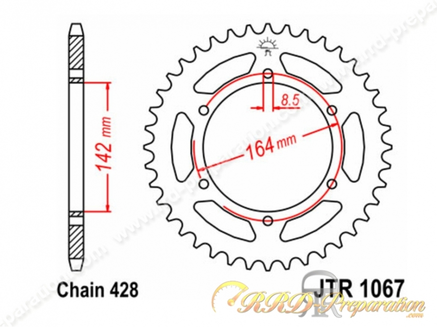 Couronne 50 ou 52 dents JT Sprockets pour moto HYOSUNG GT, COMET, SUPERSPORT, NAKED... 125