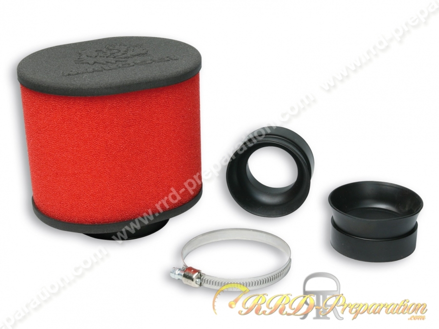 Filtre à air, cornet mousse MALOSSI E15 très gros volume ovalisé (Ø de fixation carburateur Ø42 / 50 / 58mm)