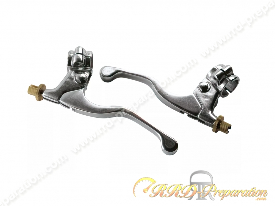 Jeu de 2 leviers complets TUN'R aluminium court pour cyclo, moto anciennes...