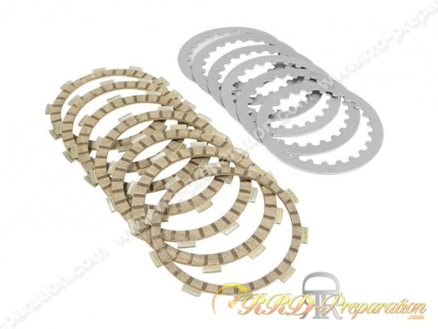 Embrayage (disques, intercalaires) type origine NEWFREN 7 disques garnis pour  minarelli 125 2 temps YAMAHA TDR, TZR, DT...