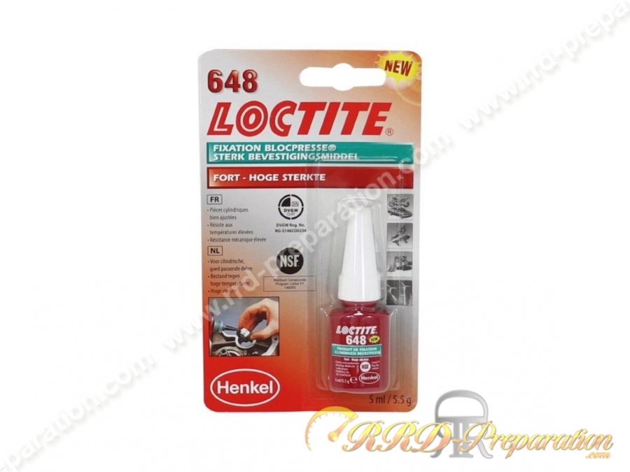 Fixation roulements, pièces... BLOCPRESSE LOCTITE 648 FIXATION 5ml
