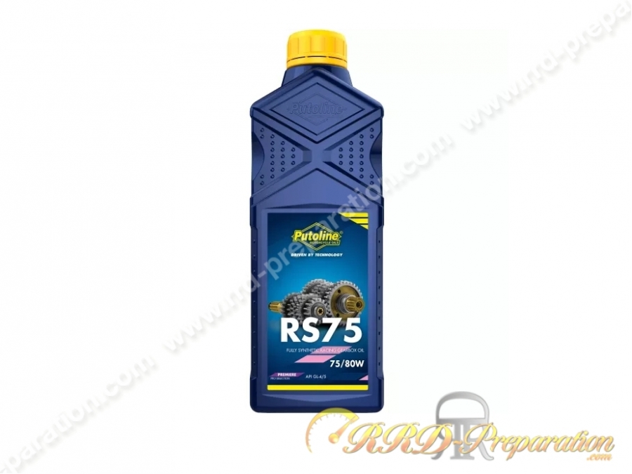 Huile de boîte / transmission PUTOLINE RS75 100% synthèse 75W80 pour scooter, moto, quad... 1L