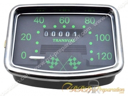 Compteur rectangle complet avec câble et entraîneur 120 km/h TRANSVAL pour cyclomoteur, mob MBK 88