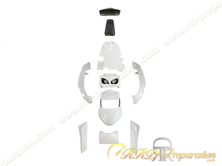 Kit 9 pièces de carénage BCD PACK FULL pour Booster MBK, YAMAHA Bw's après 2004 blanc ou noir au choix