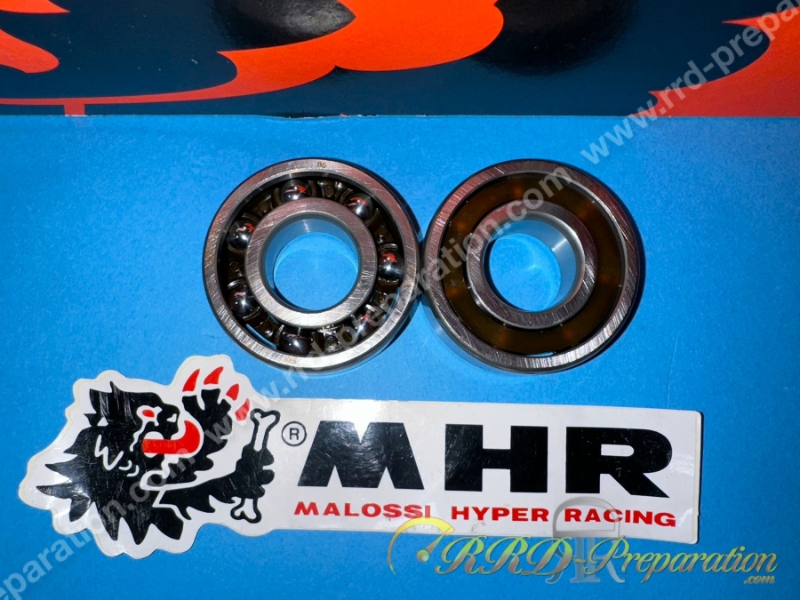 Jeu de 2 roulements compétitions renforcés MALOSSI MHR Minarelli scooter / DERBI euro 1, 2, 3 et 4, am6 en soies de Ø20mm...
