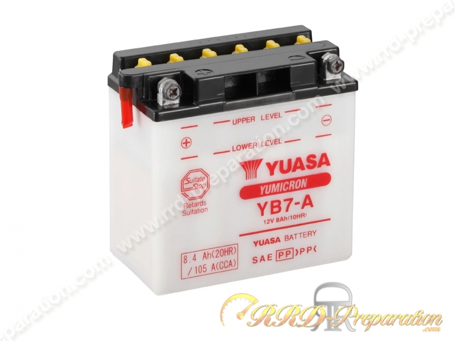 Batterie YUASA YB7-A 12v 8Ah (acide avec entretien) pour moto, mécaboite, scooters...