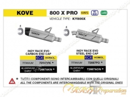 Silencieux d'échappement INDY-RACE EVO pour KOVE 800X Pro de 2024 et 800X Pro / 800X Rally de 2025/2026