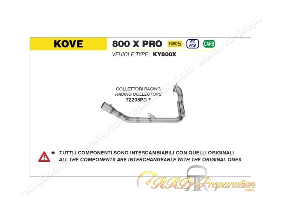 Collecteur ARROW pour KOVE 800X Pro de 2024 et 800X Pro / 800X Rally de 2025/2026