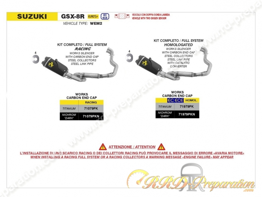 ARROW full exhaust system for SUZUKI GSX-8S, GSX-8R, and GSX-8T / GSX ...