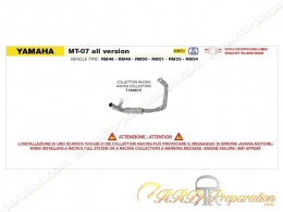 Collecteur Racing ARROW pour silencieux INDY RACE EVO Yamaha MT-07 de 2025/2026
