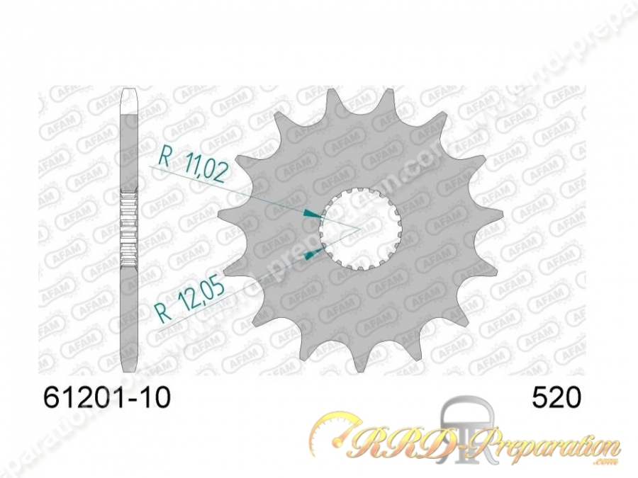Pignon de sortie de boite AFAM dents au choix pour APRILIA RS, TUONO, SX, ... 125 de 1993 à 2014 largeur 520