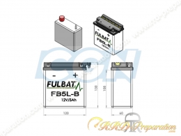 Batterie FULBAT FB5L-B 12V 5Ah (livré avec acide) pour moto, mécaboite, scooters...