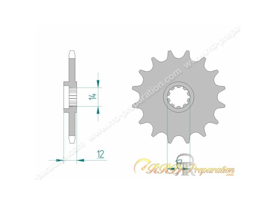 Pignon de sortie de boite AFAM 12, 13 ou 14 dents pour GILERA GSM et autre moteur MORINI 50 pour chaîne largeur 420