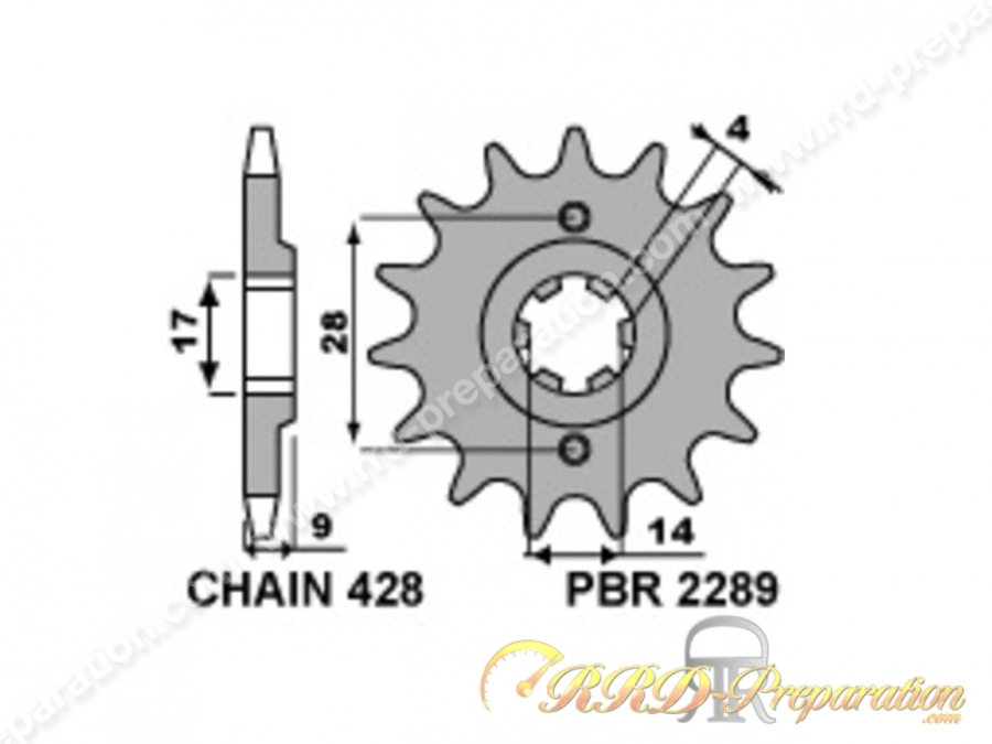 Pignon de sortie de boite PBR dents au choix pour APRILIA RS4, DERBI GPR, TERRA, MULHACEN, DRD... 125 4T