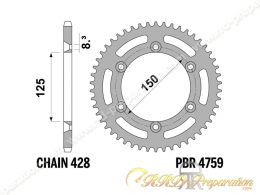 Couronne 54 à 62 dents allégée PBR au choix en 428 pour VENT DERAPAGE, BAJA RR... 50 à partir de 2017